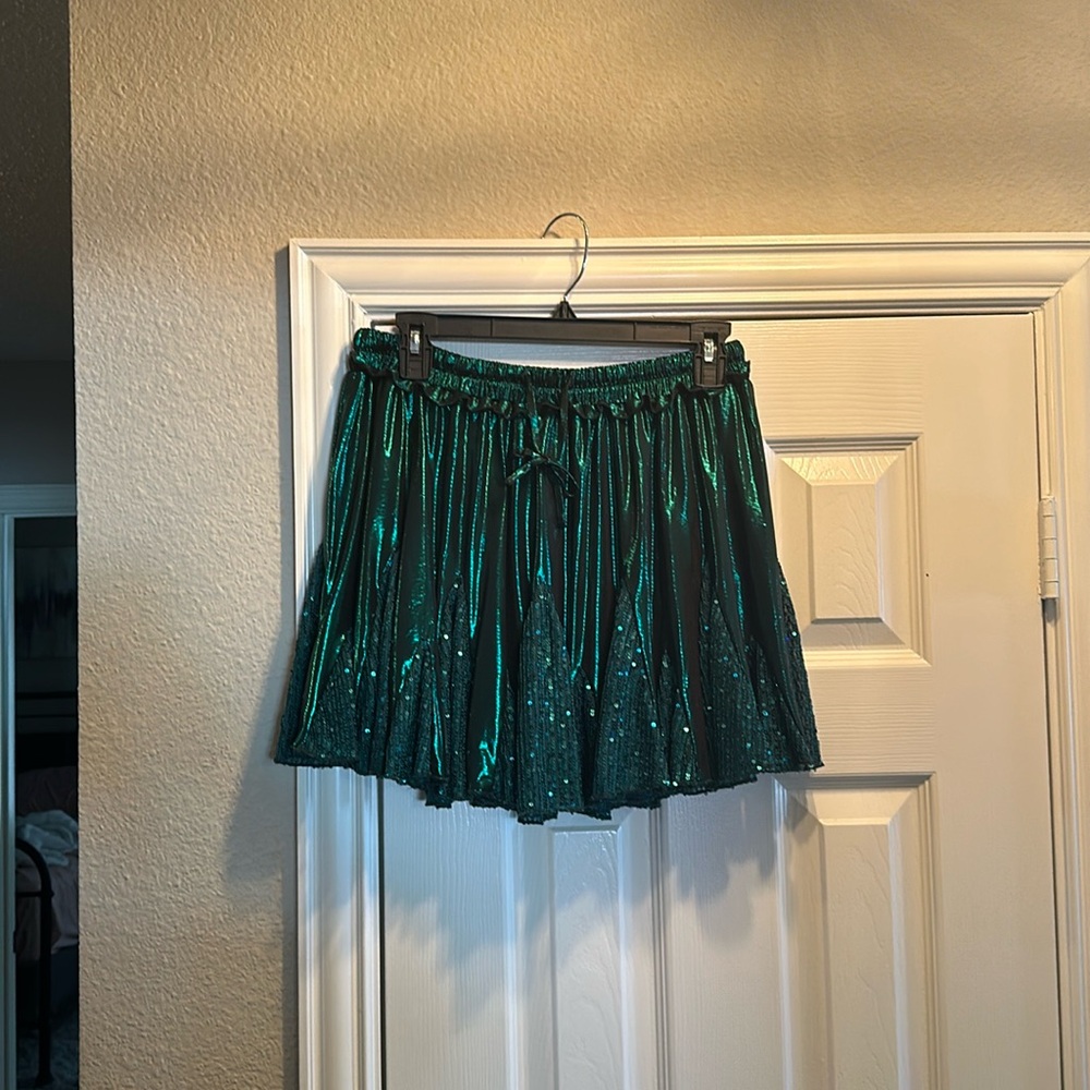 Fantastic Fawn Emerald Green Sequin Mini Skirt